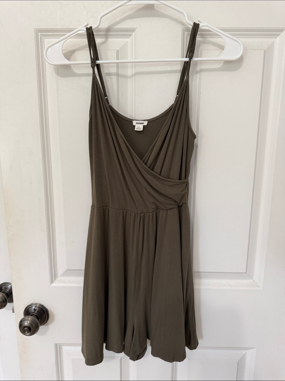 Garage Cross Front Mini Romper size small Olive Green